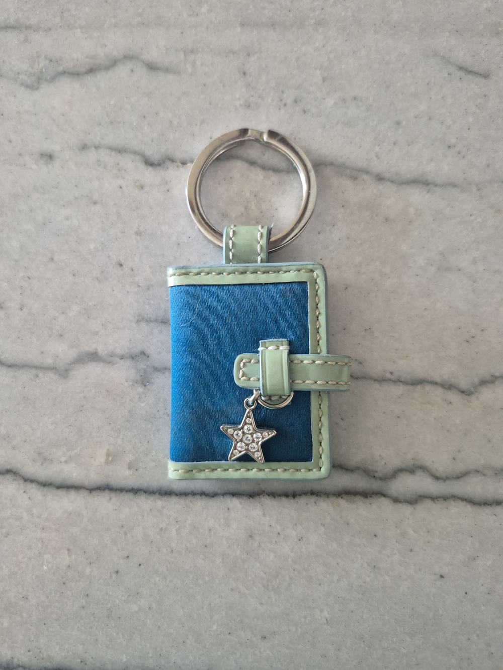 Coach Blue & Mint Star Charm Key Card Holder